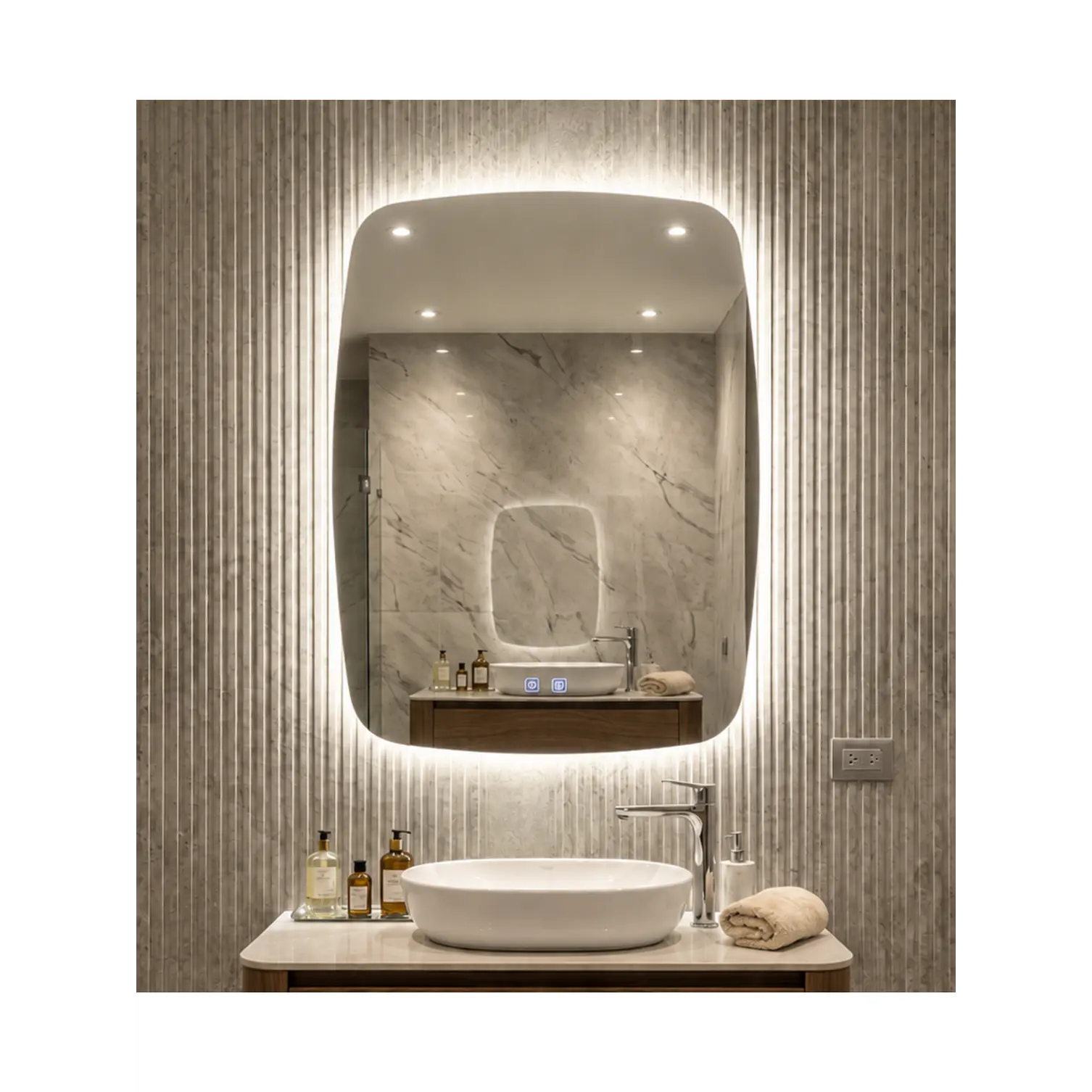 Espejo LED Para Baño Desempañante Sin Marco 60x80 cm 3
