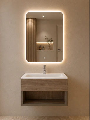 Vanitorio Flotante de 60cm con Espejo LED