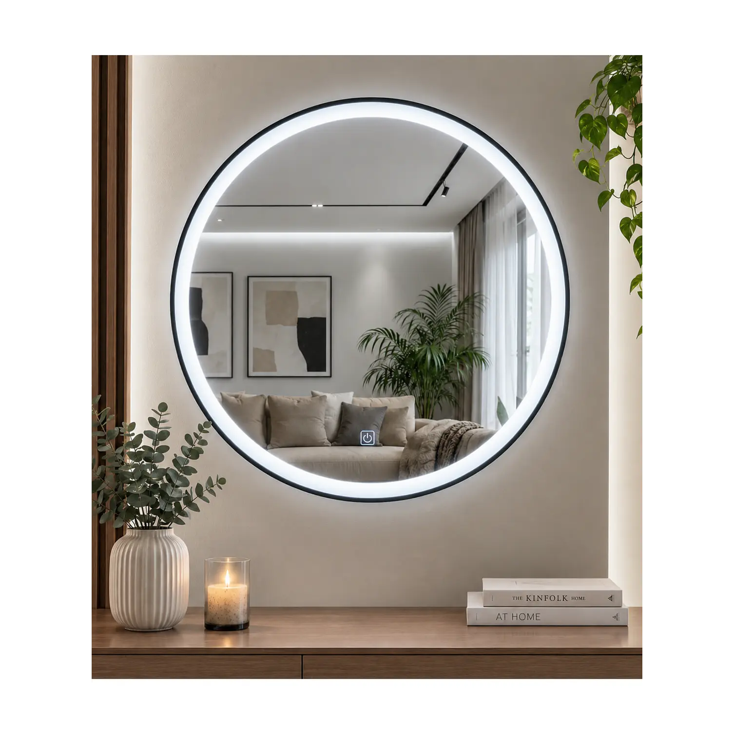 Espejo LED Redondo Black 80 cm 1