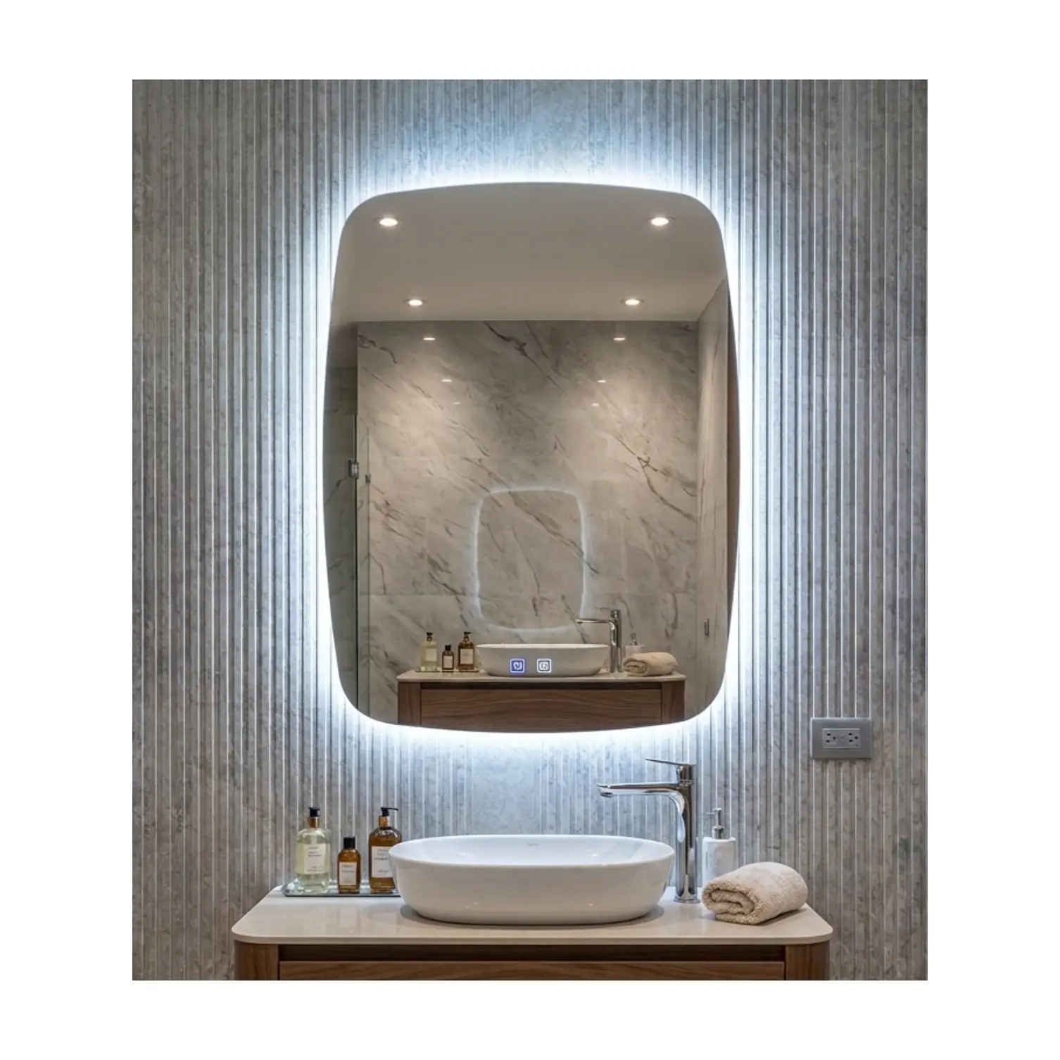 Espejo LED Para Baño Desempañante Sin Marco 60x80 cm 1