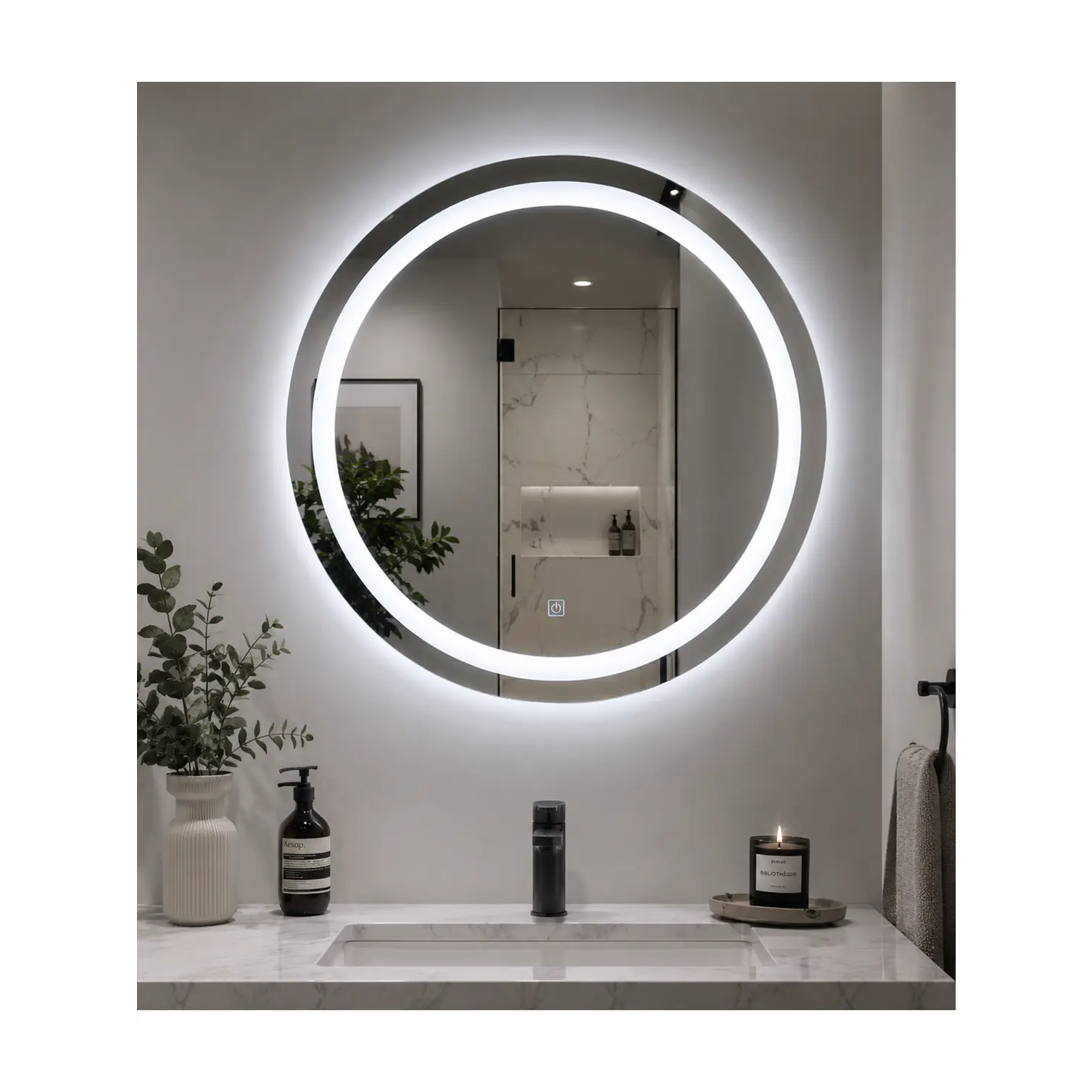  Espejo LED Redondo Sin Marco 60 cm 1