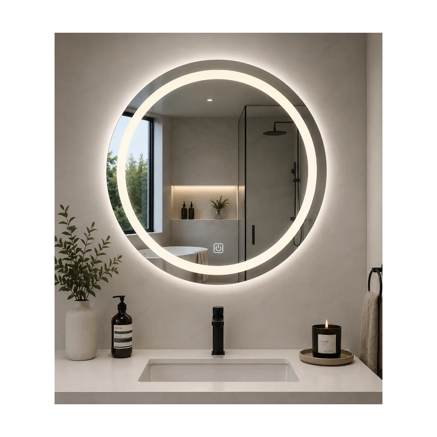  Espejo LED Redondo Sin Marco 60 cm 3