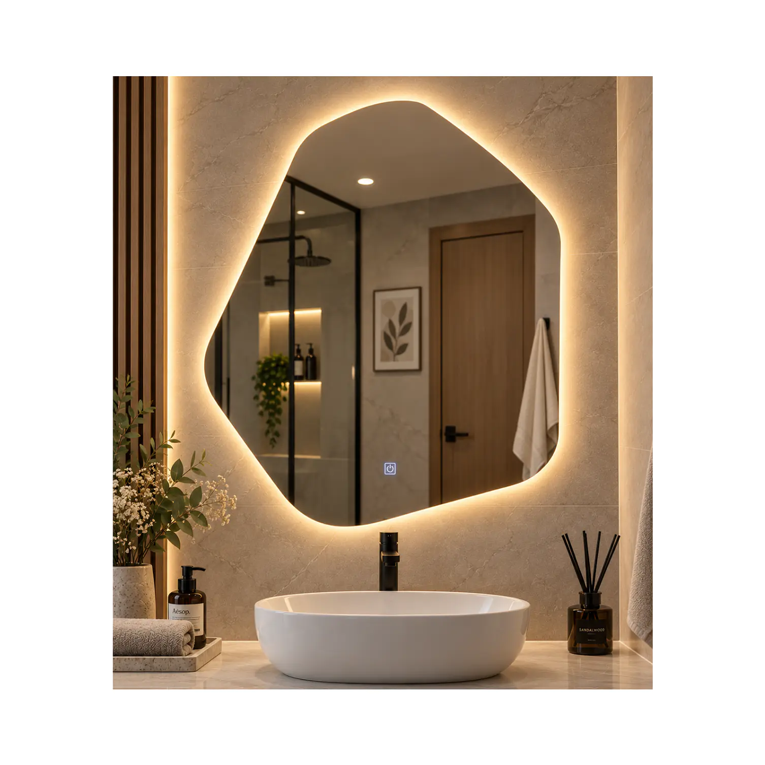 Espejo LED Irregular Sin Marco 70x80 cm 1