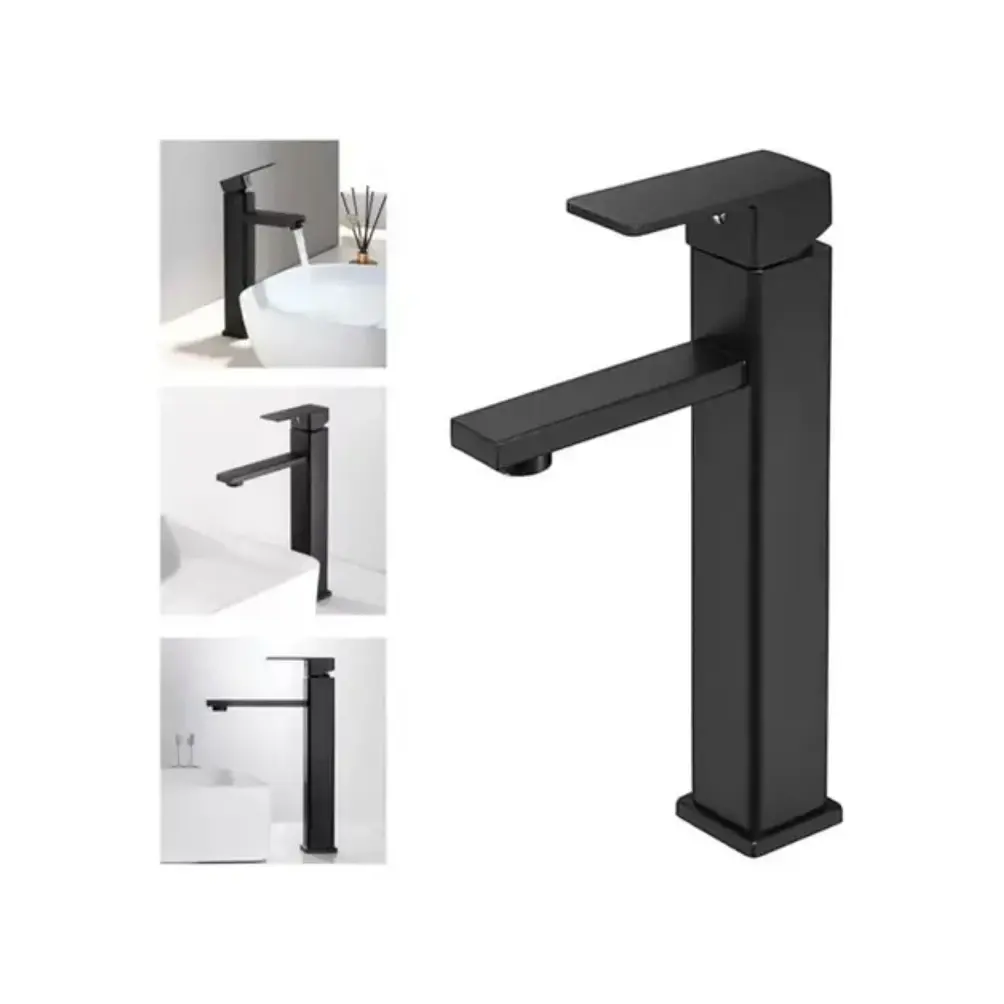 Llave Monomando Lavamanos Verona Alta Black 2