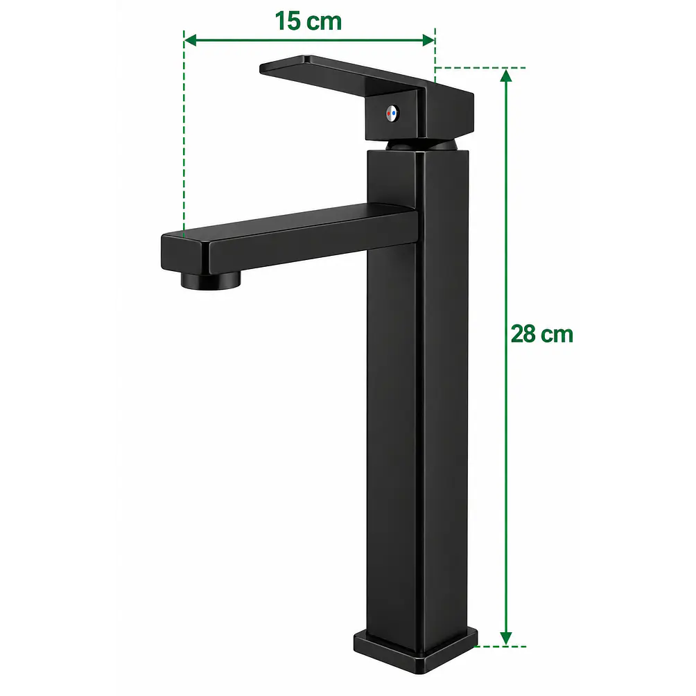 Llave Monomando Lavamanos Verona Alta Black 5