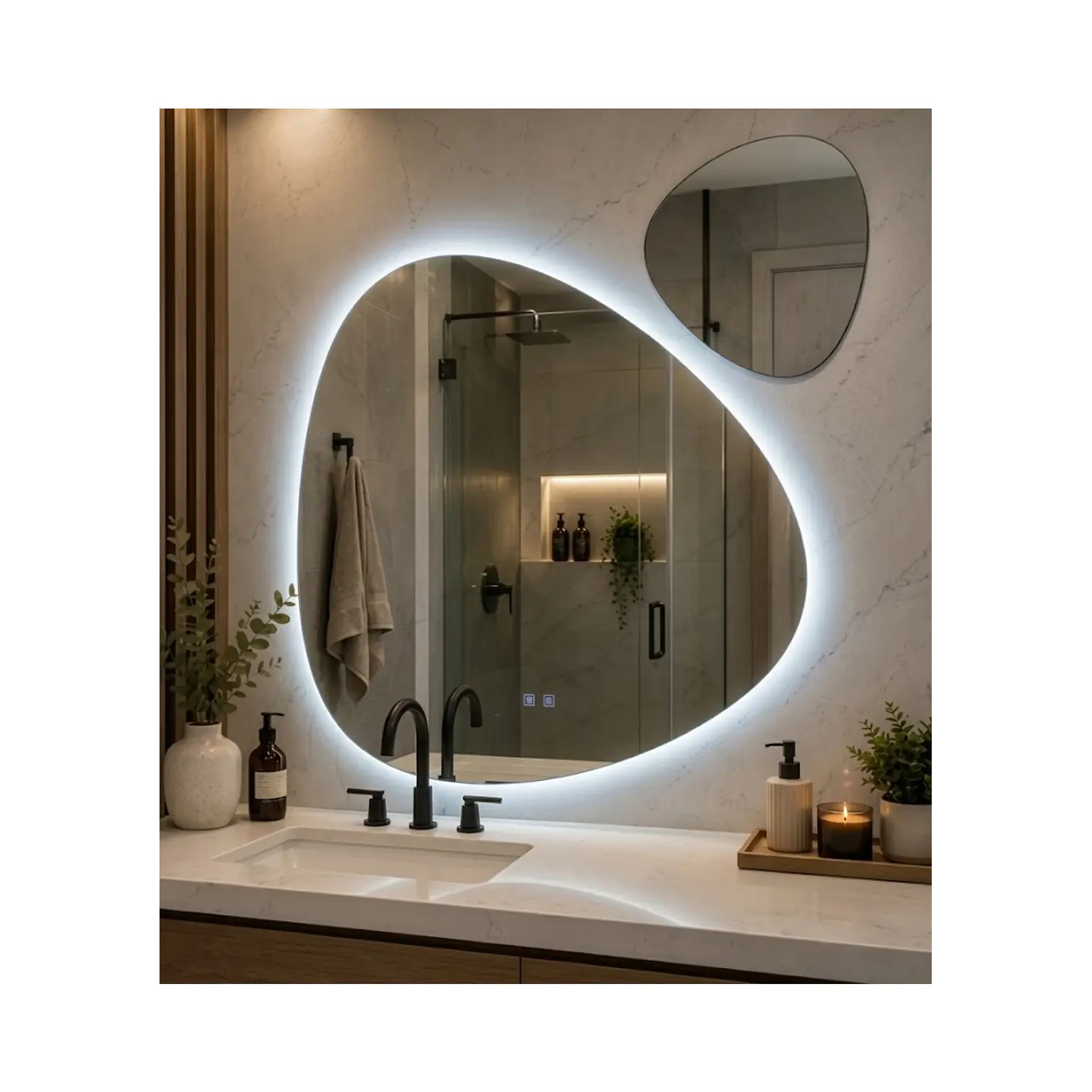  Espejo LED Para Baño Desempañante Sin Marco 70x75 cm Mas Espejo Decorativo Pequeño 1