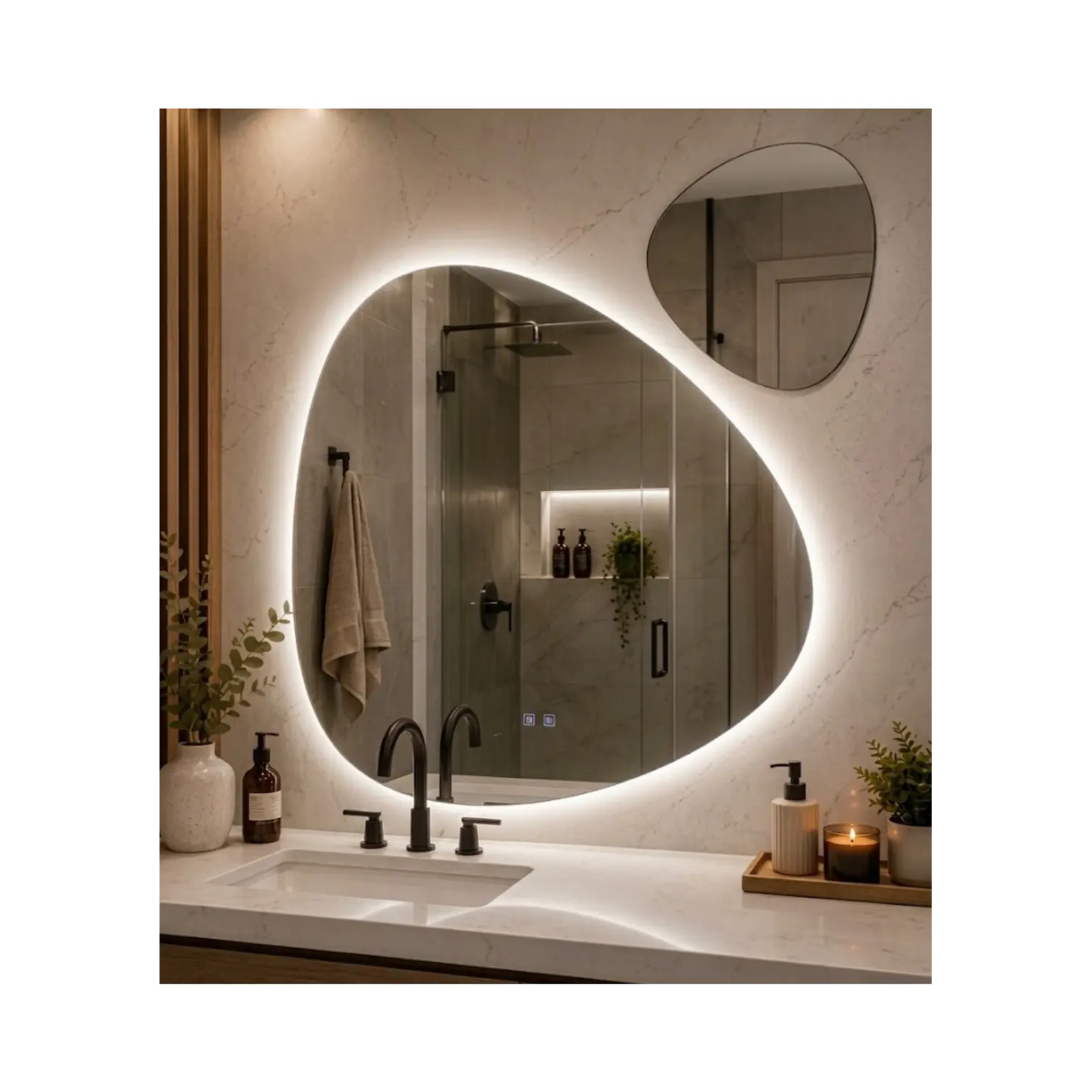  Espejo LED Para Baño Desempañante Sin Marco 70x75 cm Mas Espejo Decorativo Pequeño 2