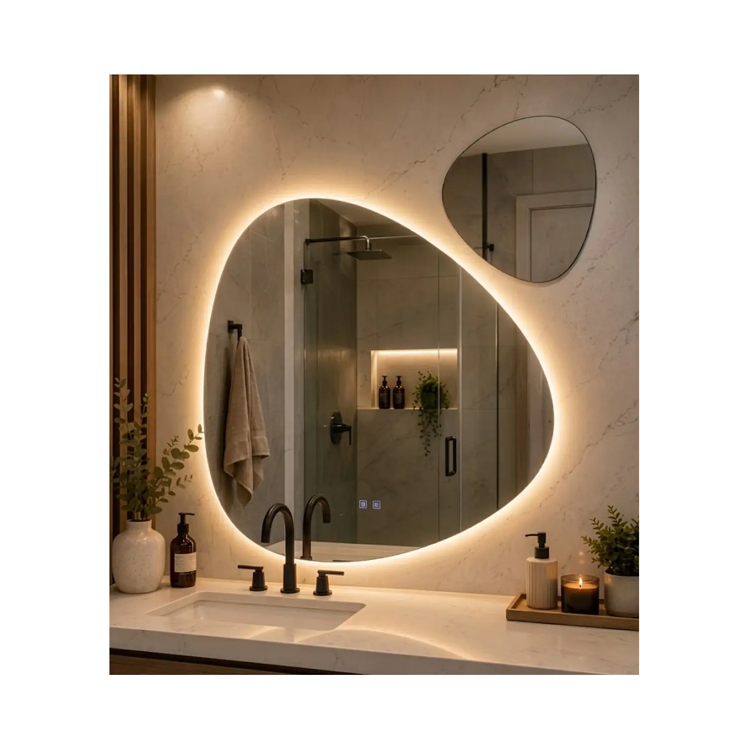  Espejo LED Para Baño Desempañante Sin Marco 70x75 cm Mas Espejo Decorativo Pequeño 3