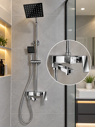 Set de Ducha con Monomando Cromado Premium 