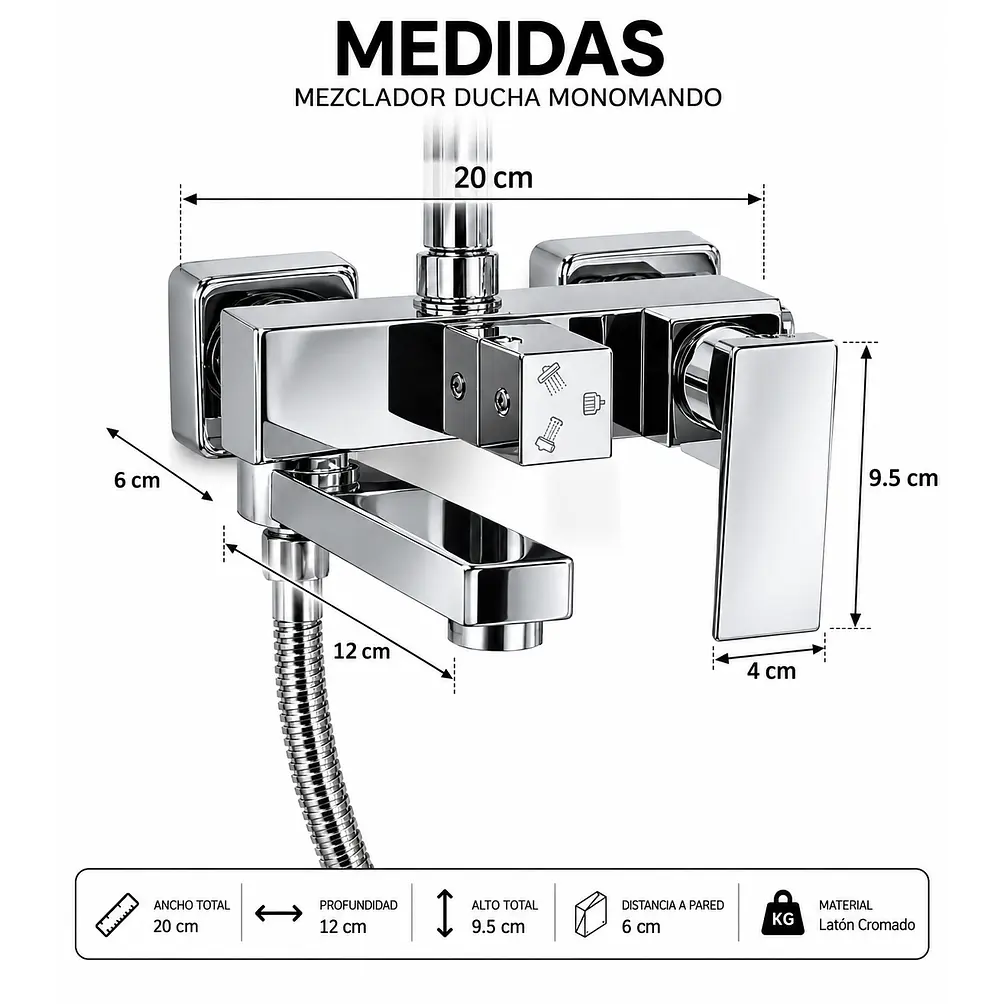 Set de Ducha con Monomando Cromado Premium  3