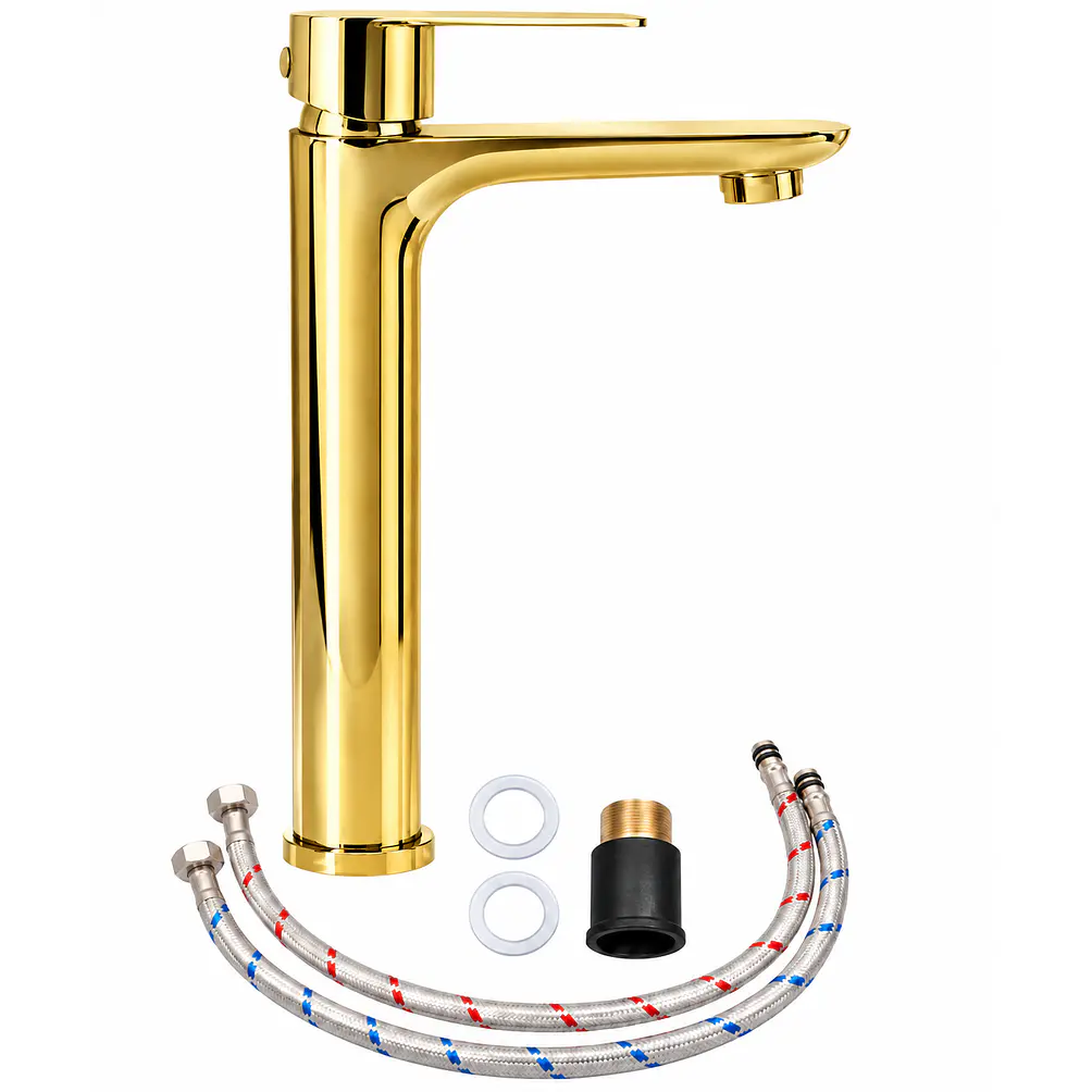  Llave Monomando Lavamanos Gota Alta Gold 2