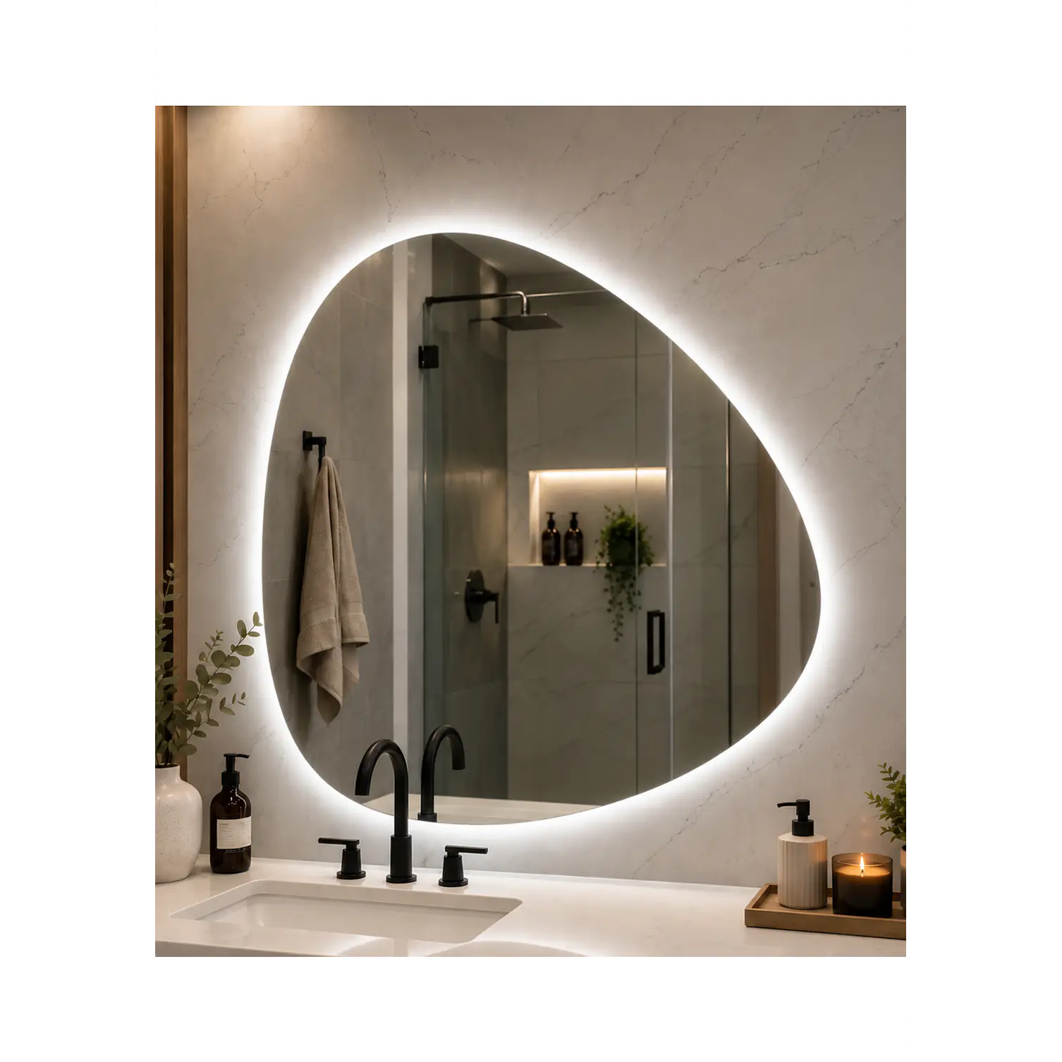  Espejo LED Para Baño Desempañante Sin Marco 73x74 cm 2