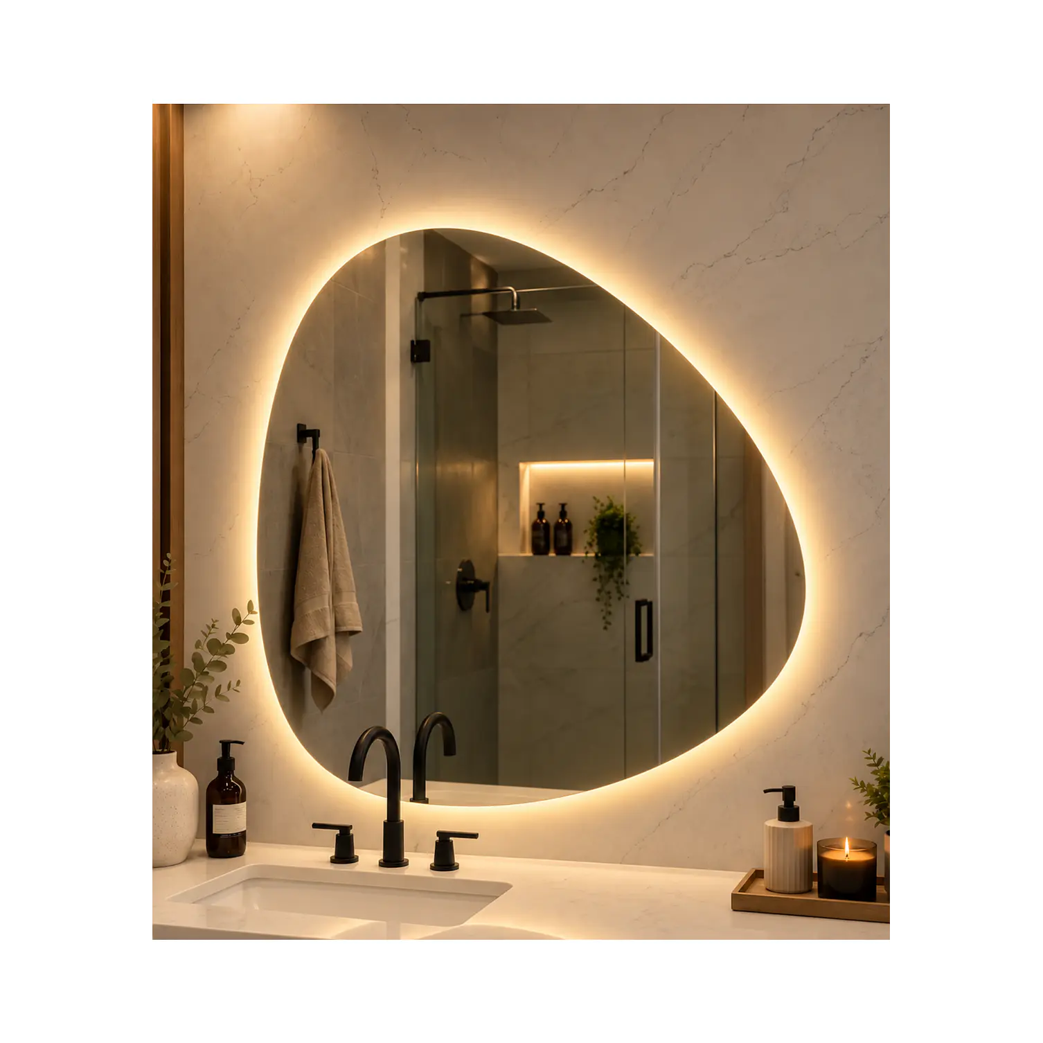  Espejo LED Para Baño Desempañante Sin Marco 73x74 cm 1