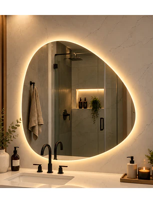  Espejo LED Para Baño Desempañante Sin Marco 73x74 cm