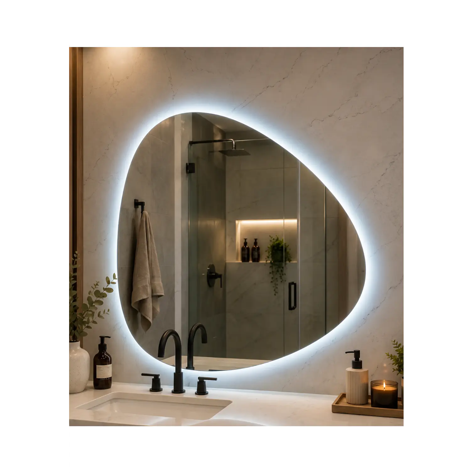  Espejo LED Para Baño Desempañante Sin Marco 73x74 cm 3