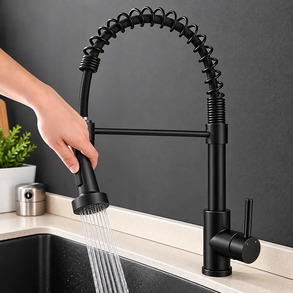  Llave Monomando Lavaplatos Flexible Black 3