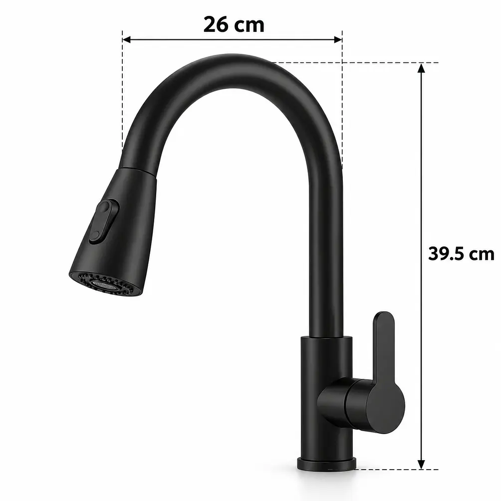 Llave Monomando Lavaplatos Extensible Black 5