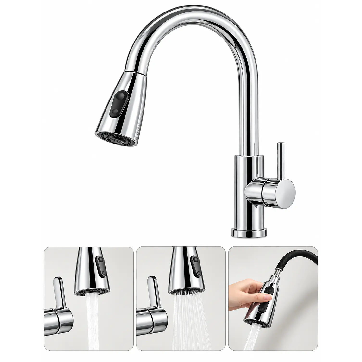 Llave Monomando Lavaplatos Extensible Silver 2