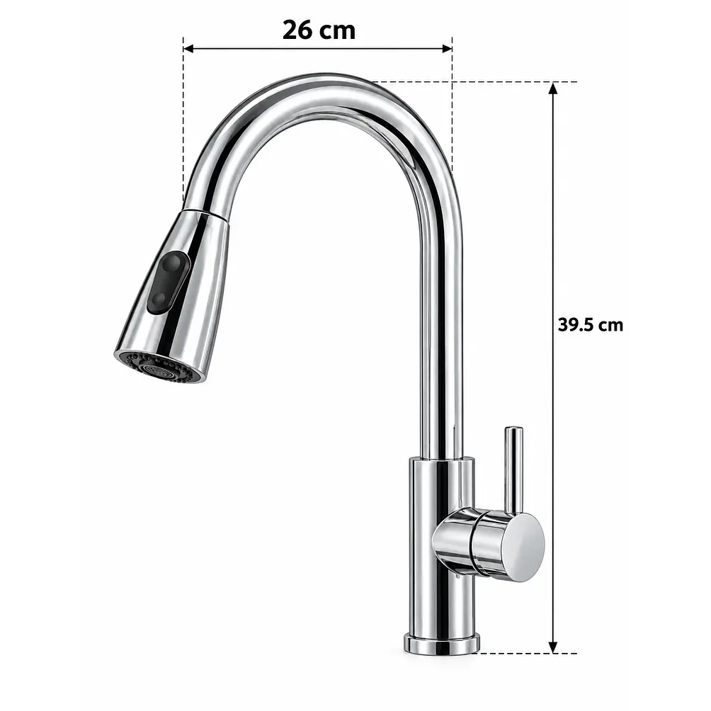 Llave Monomando Lavaplatos Extensible Silver 3