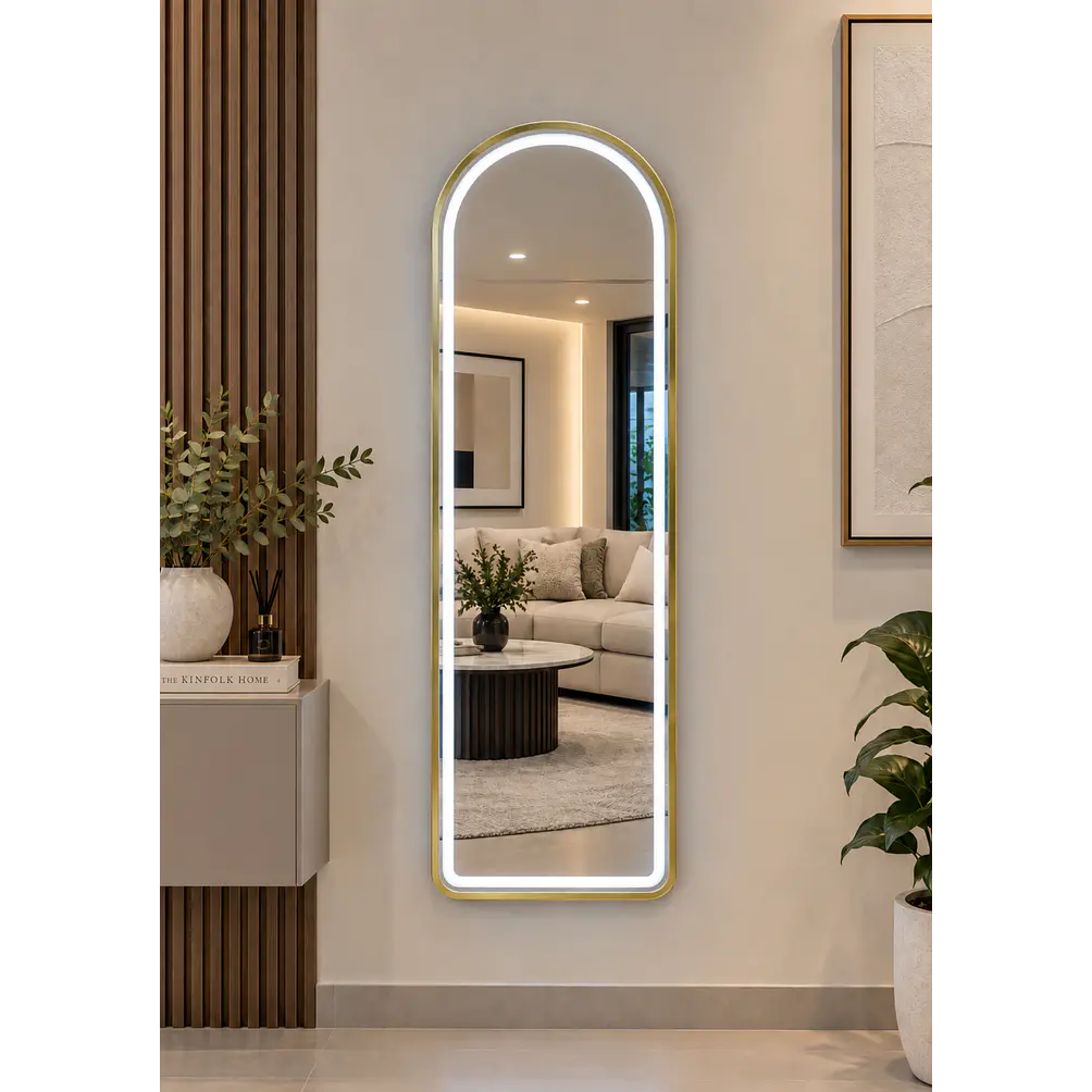 Espejo LED De Cuerpo Entero Dorado De Muro 50x150 cm Con Opcion De Pedestal 2