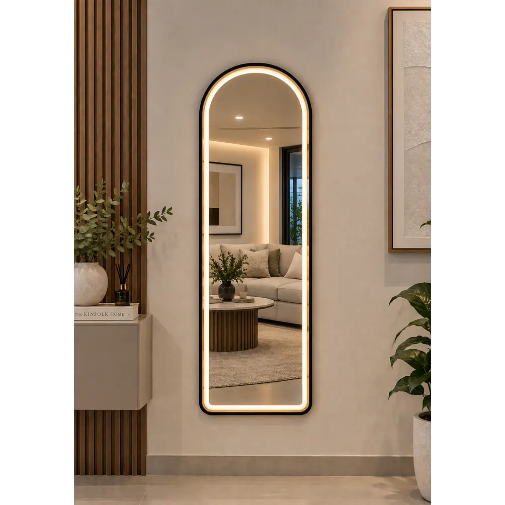 Espejo LED De Cuerpo Entero Negro De Muro 50x150 cm Con Opcion De Pedestal 3