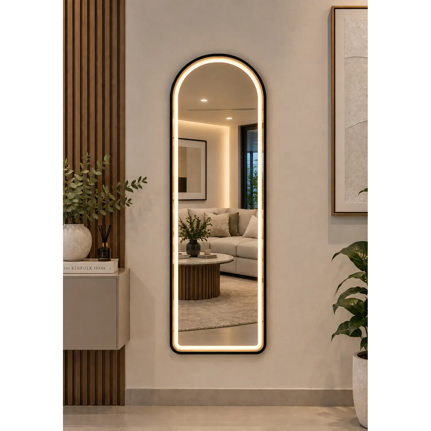 Espejo LED De Cuerpo Entero Negro De Muro 50x150 cm Con Opcion De Pedestal 3