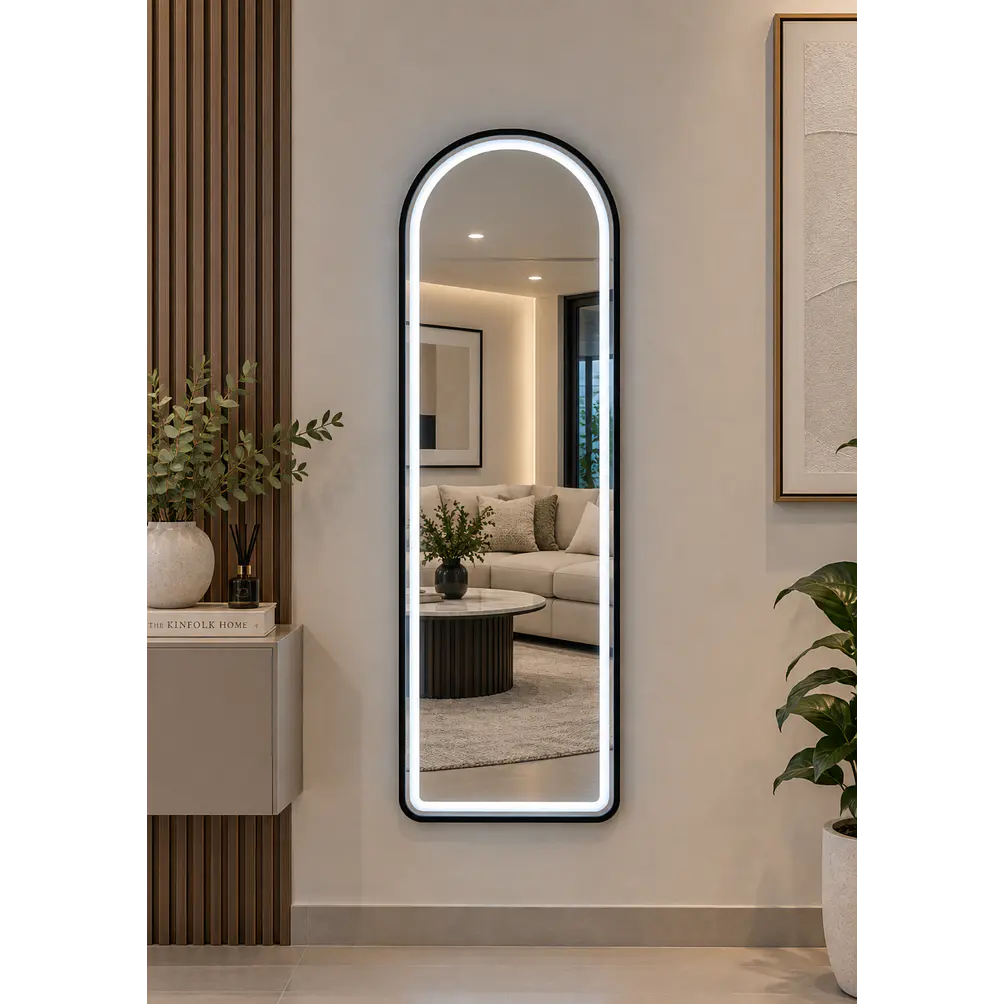 Espejo LED De Cuerpo Entero Negro De Muro 50x150 cm Con Opcion De Pedestal 2
