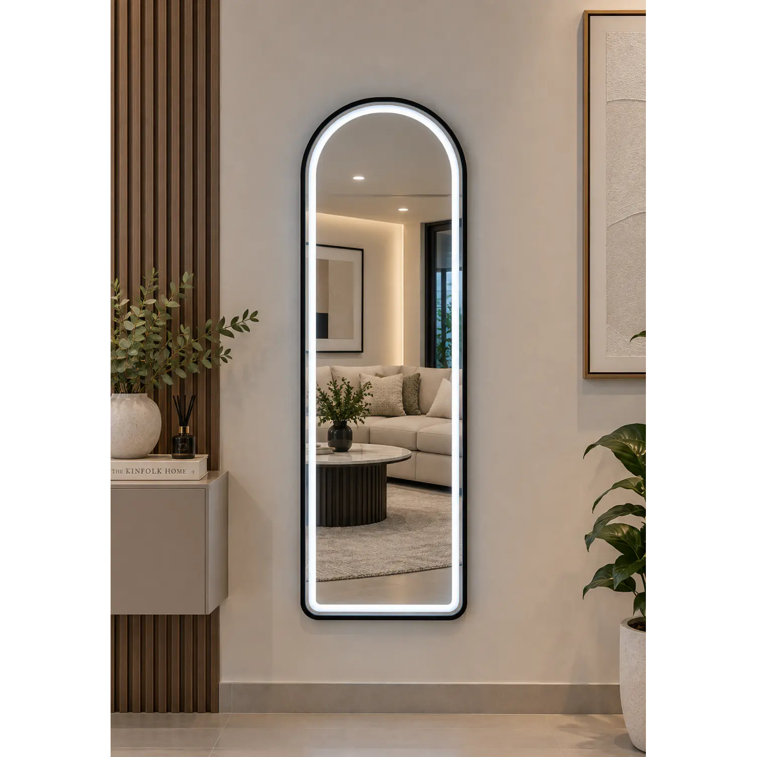 Espejo LED De Cuerpo Entero Negro De Muro 50x150 cm Con Opcion De Pedestal 2