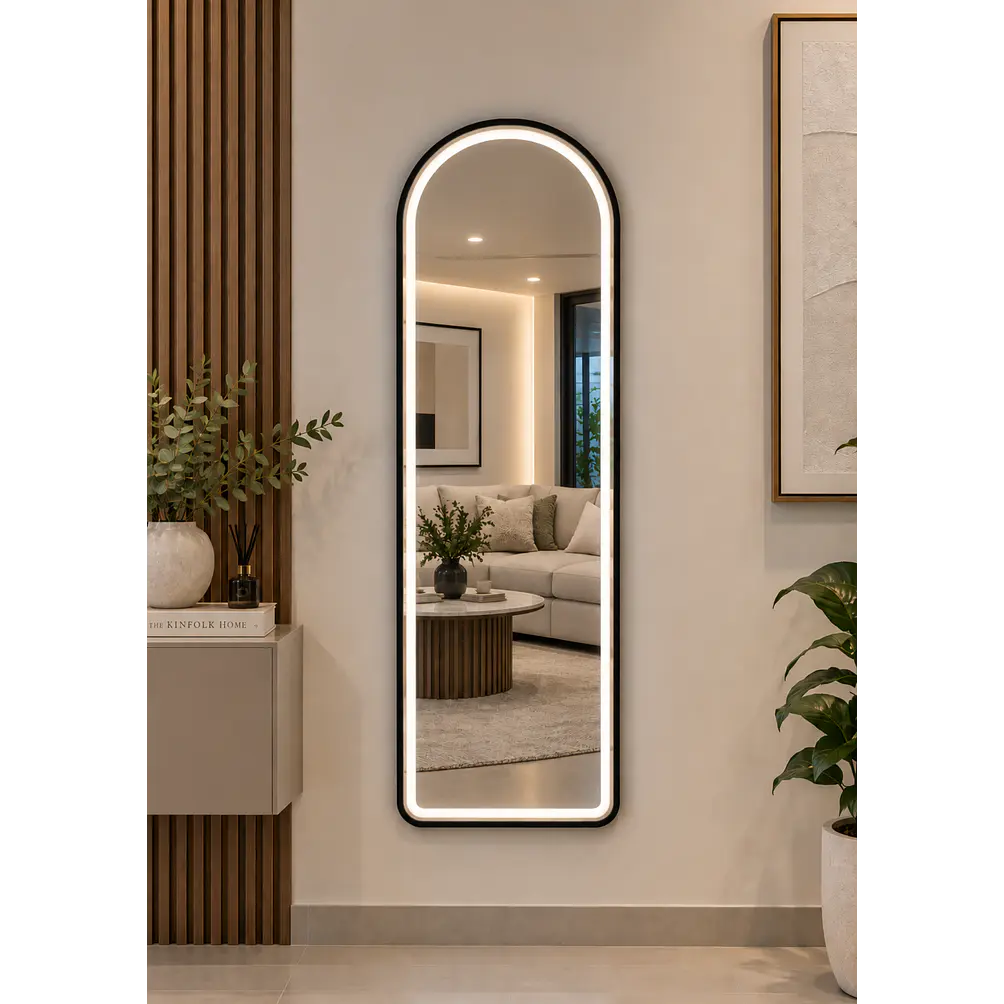 Espejo LED De Cuerpo Entero Negro De Muro 50x150 cm Con Opcion De Pedestal 4