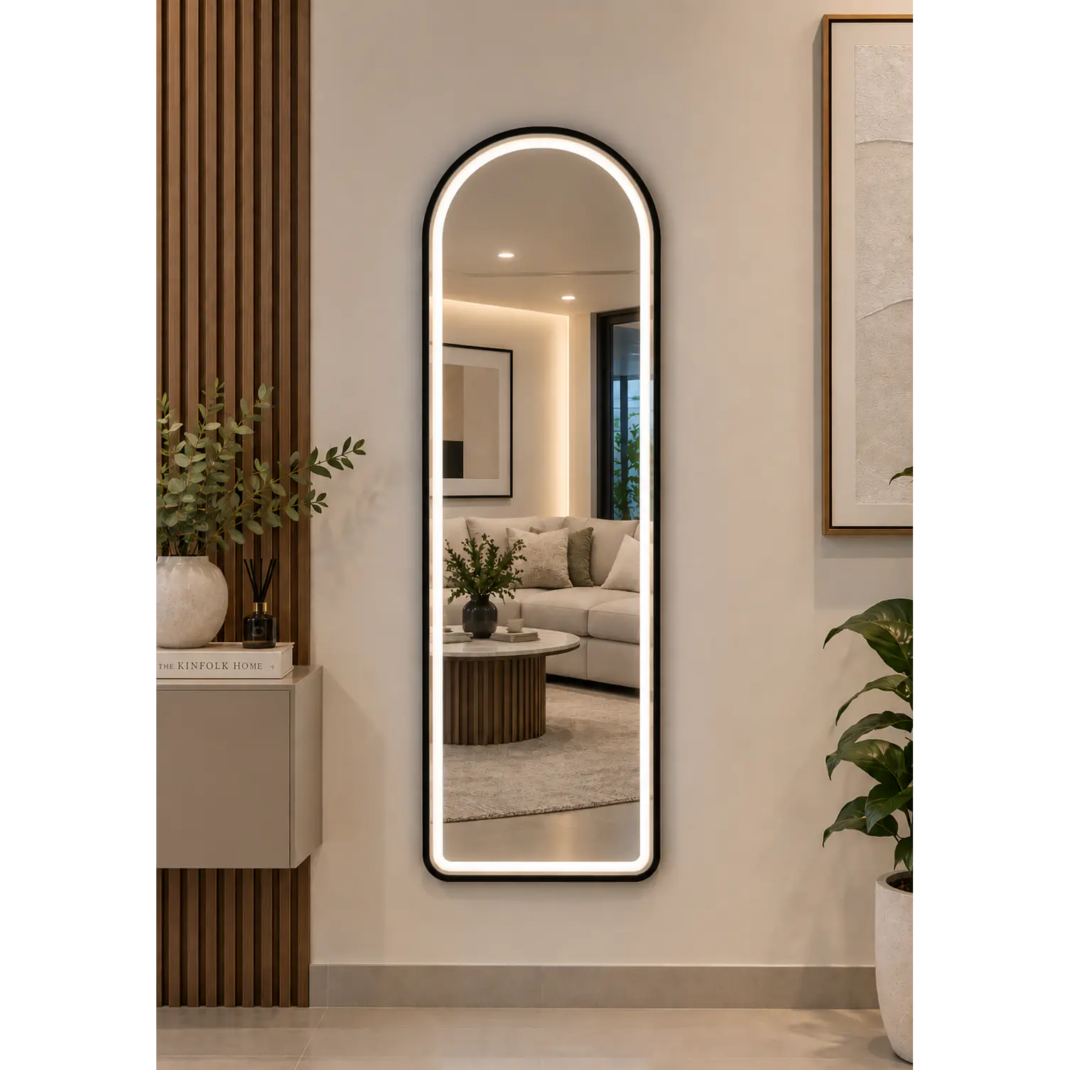 Espejo LED De Cuerpo Entero Negro De Muro 50x150 cm Con Opcion De Pedestal 4