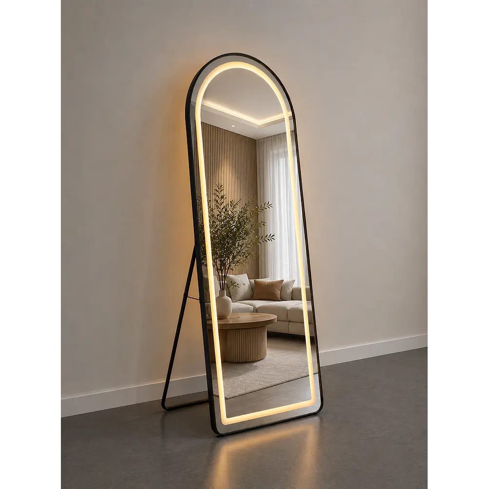 Espejo LED De Cuerpo Entero Negro De Muro 70x180 cm Con Opcion De Pedestal 5