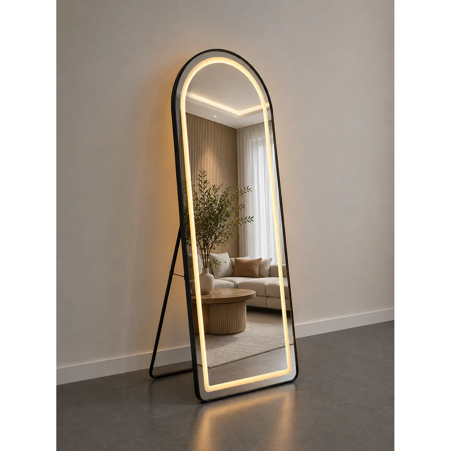 Espejo LED De Cuerpo Entero Negro De Muro 70x180 cm Con Opcion De Pedestal 5