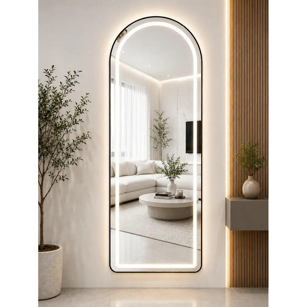 Espejo LED De Cuerpo Entero Negro De Muro 70x180 cm Con Opcion De Pedestal 2
