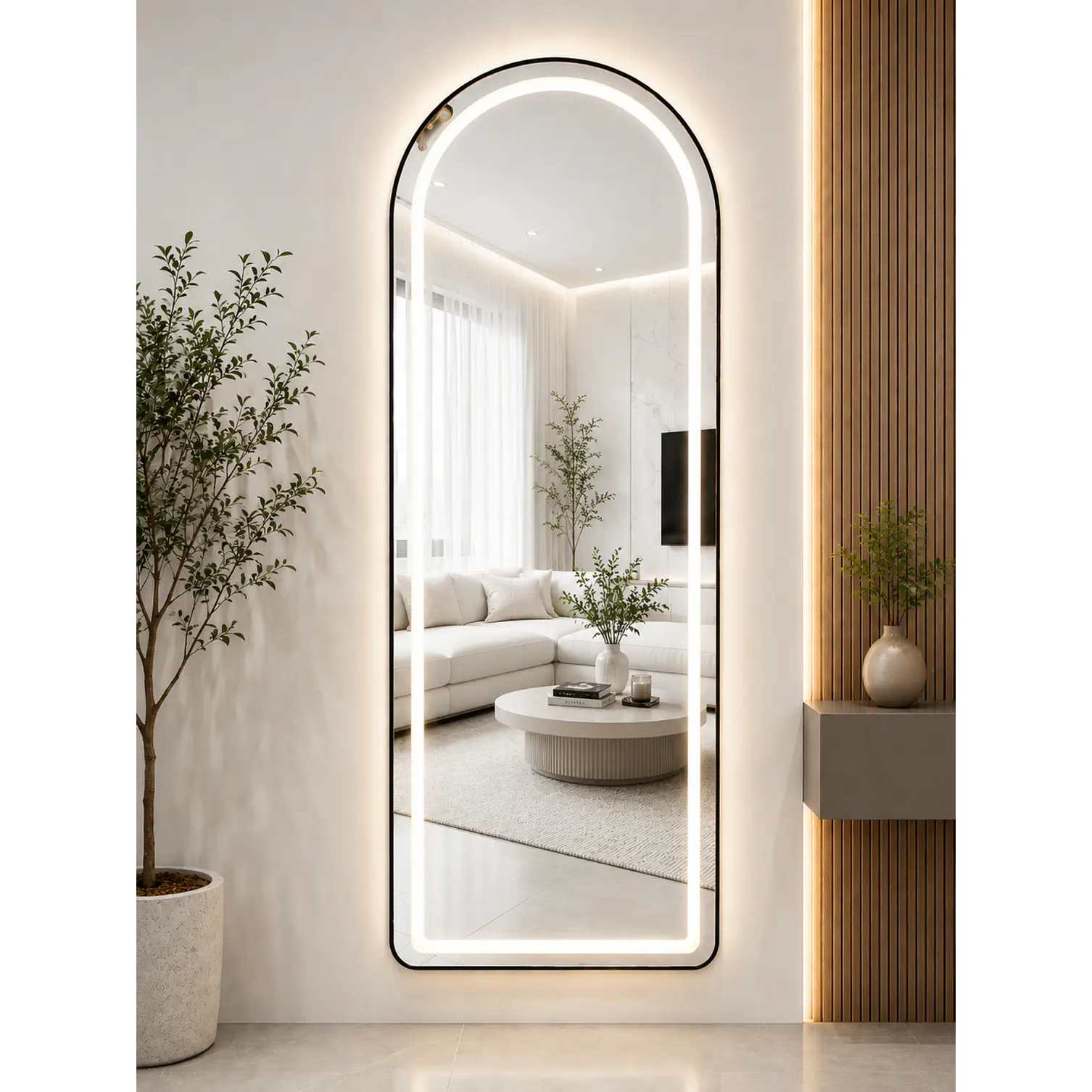 Espejo LED De Cuerpo Entero Negro De Muro 70x180 cm Con Opcion De Pedestal 2