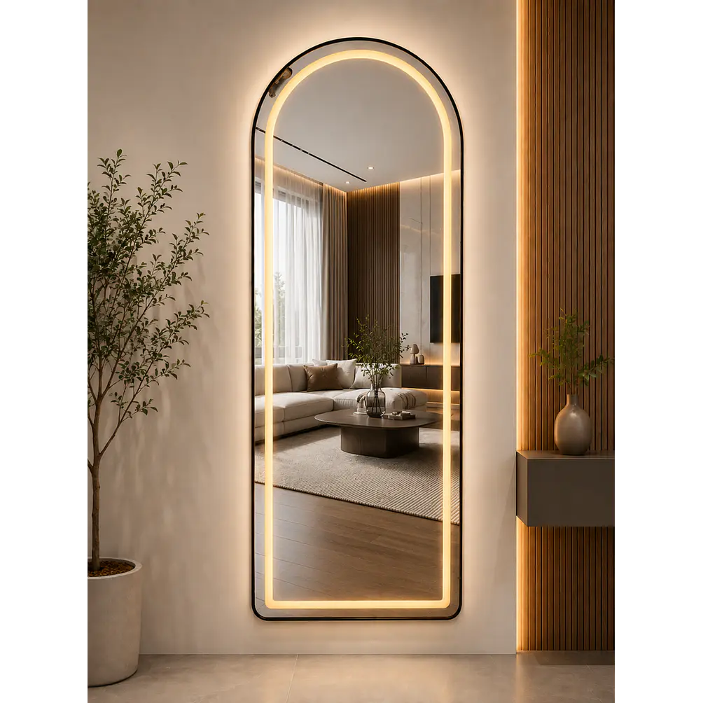 Espejo LED De Cuerpo Entero Negro De Muro 70x180 cm Con Opcion De Pedestal 3