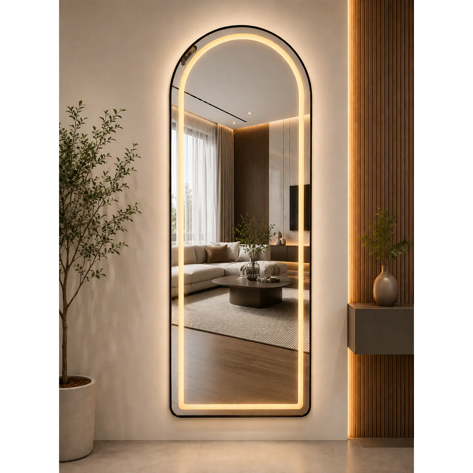 Espejo LED De Cuerpo Entero Negro De Muro 70x180 cm Con Opcion De Pedestal 3