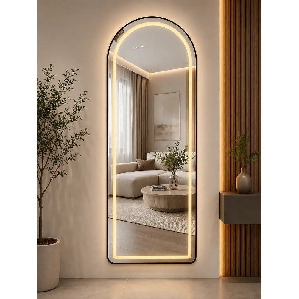 Espejo LED De Cuerpo Entero Negro De Muro 70x180 cm Con Opcion De Pedestal 4