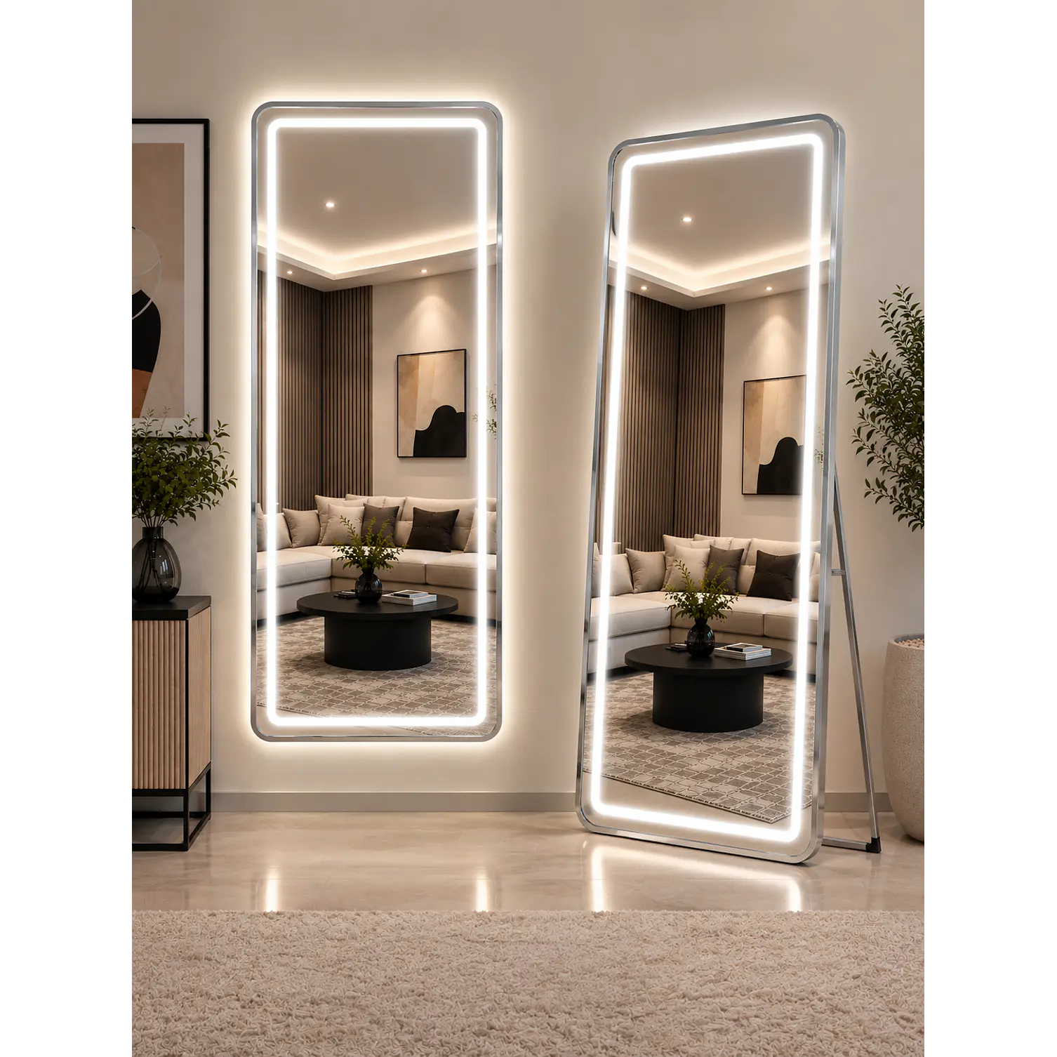 Espejo LED plateado de muro 70x180 cm | Instalación Vertical u Horizontal Con opcion a Pedestal  1