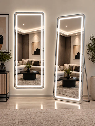 Espejo LED plateado de muro 70x180 cm | Instalación Vertical u Horizontal Con opcion a Pedestal 