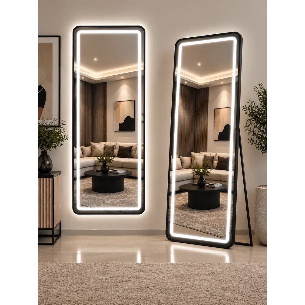 Espejo LED Negro de muro 70x180 cm | Instalación Vertical u Horizontal Con opcion a Pedestal  1