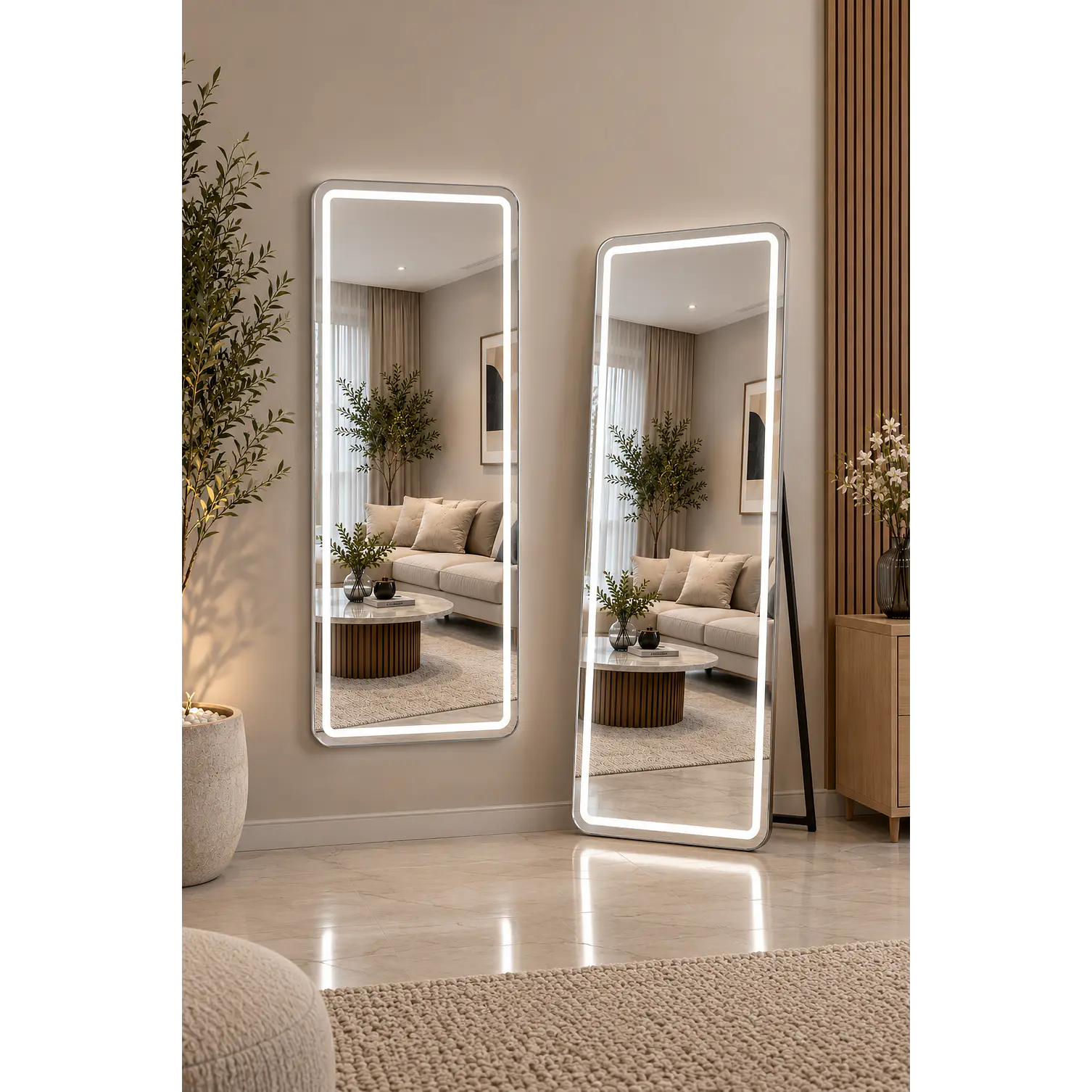 Espejo LED de Cuerpo Entero L08 Silver 70×150 cm con Opción de Pedestal 1