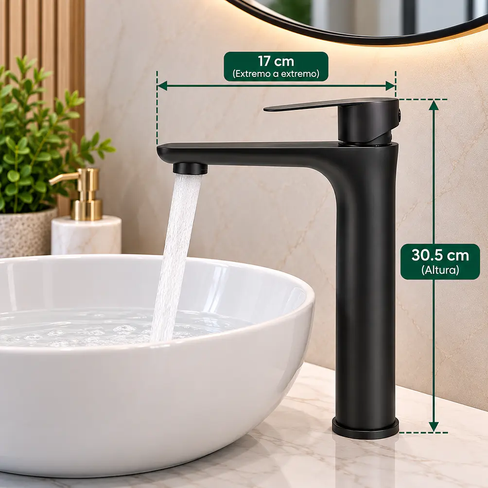  Llave Monomando Lavamanos ALTA BLACK 3