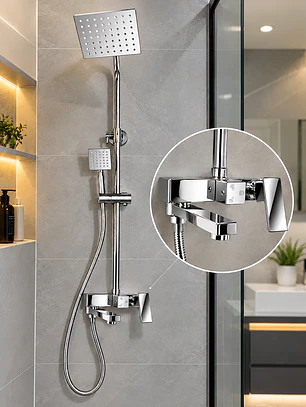 Set de Ducha con Monomando Cromado Premium 