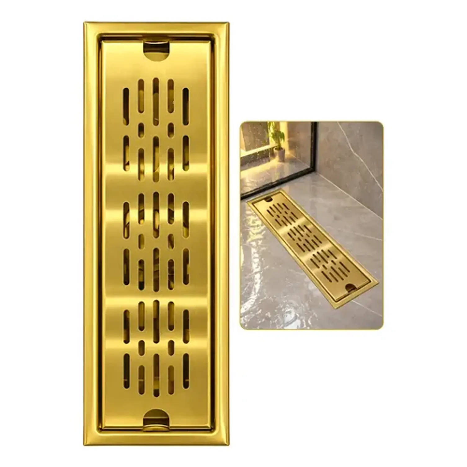 Rejilla Desagüe Lineal Para Ducha Dorado 40x10cm 2