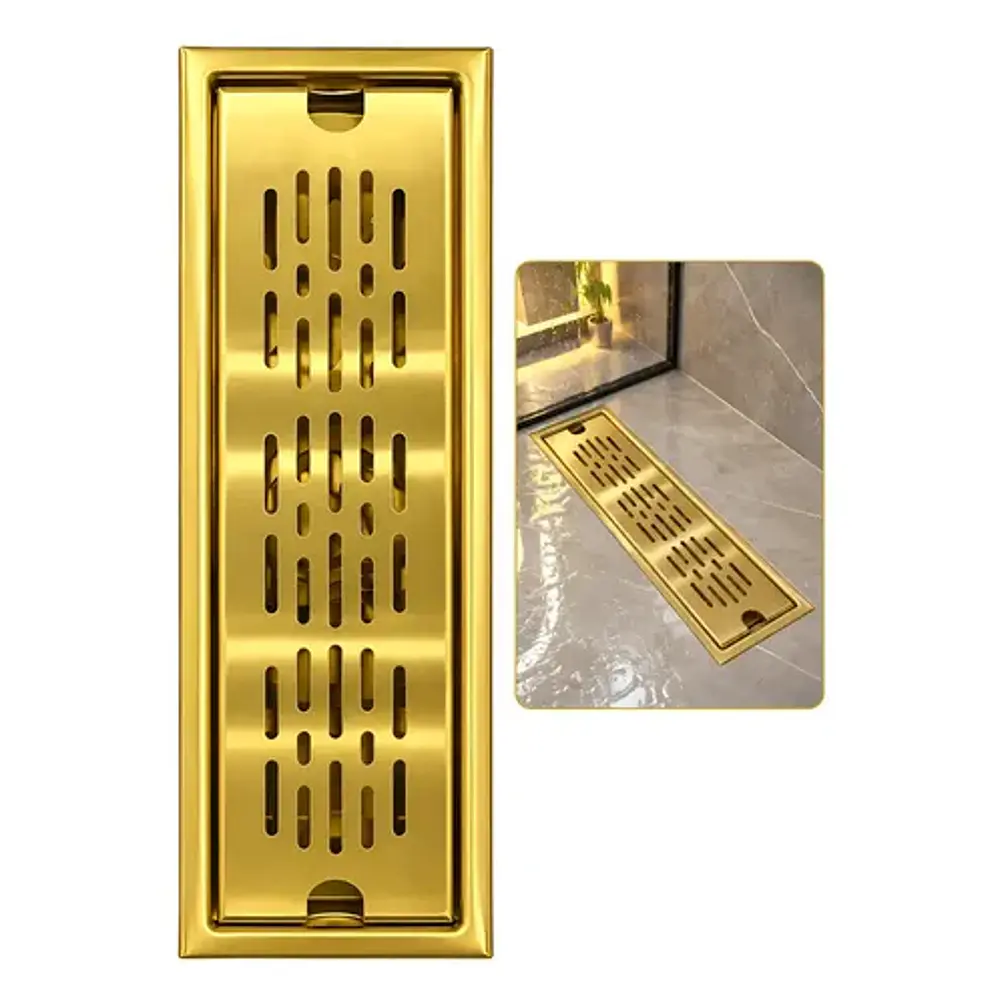 Rejilla Desagüe Lineal Para Ducha Dorado 50x10cm 2