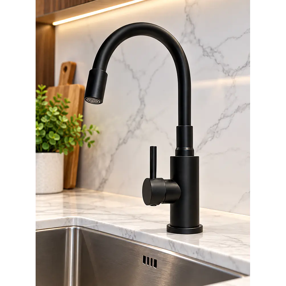  Llave Monomando Para Lavaplatos  Negro Mate 2