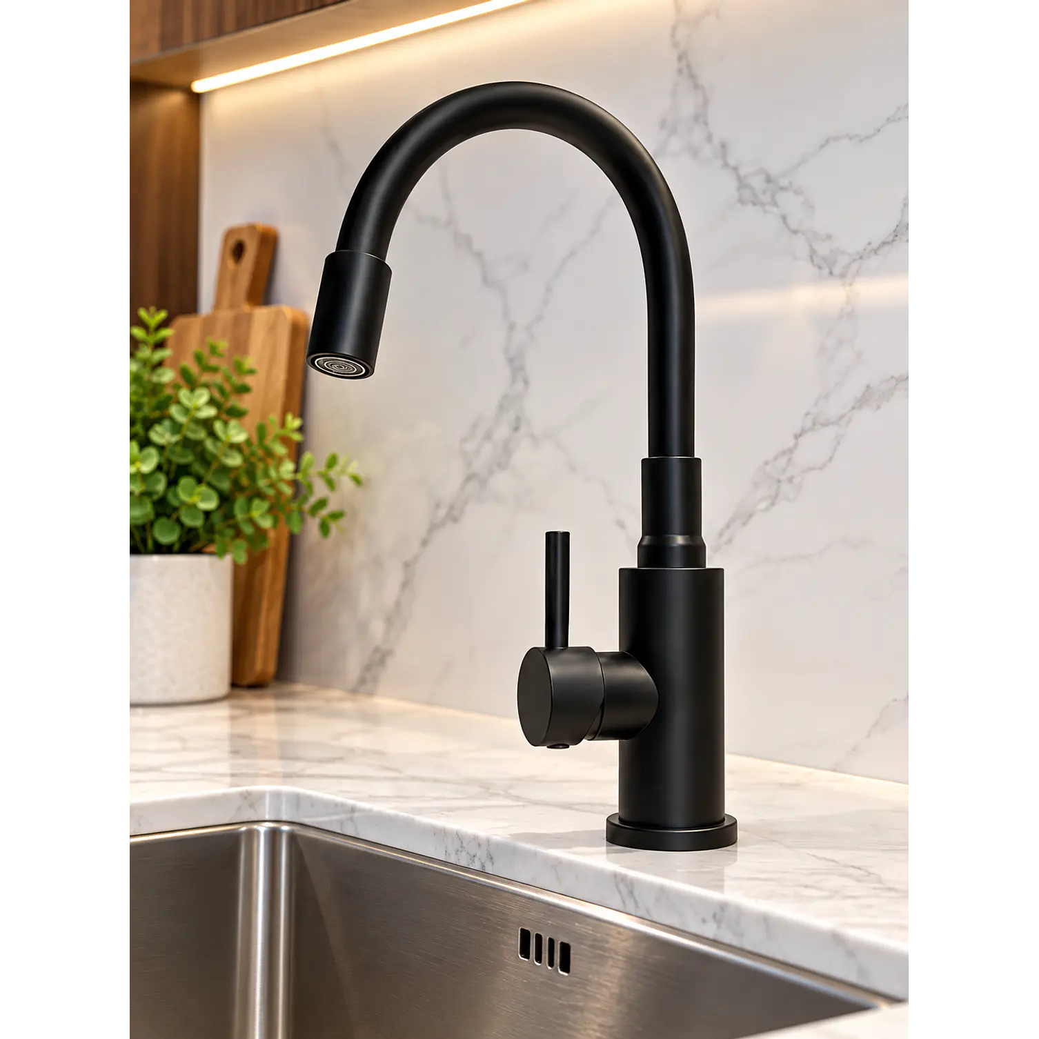  Llave Monomando Para Lavaplatos  Negro Mate 2