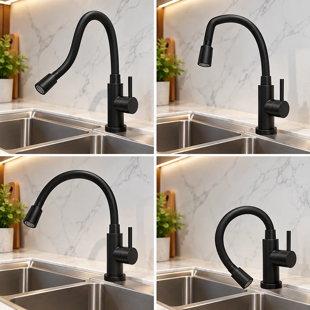  Llave Monomando Para Lavaplatos  Negro Mate 3