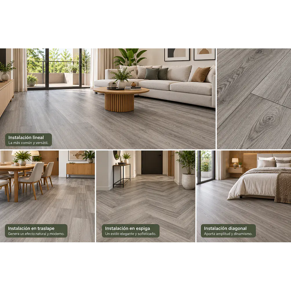 Piso SPC 5 mm Gris Madera con Sistema Click 1
