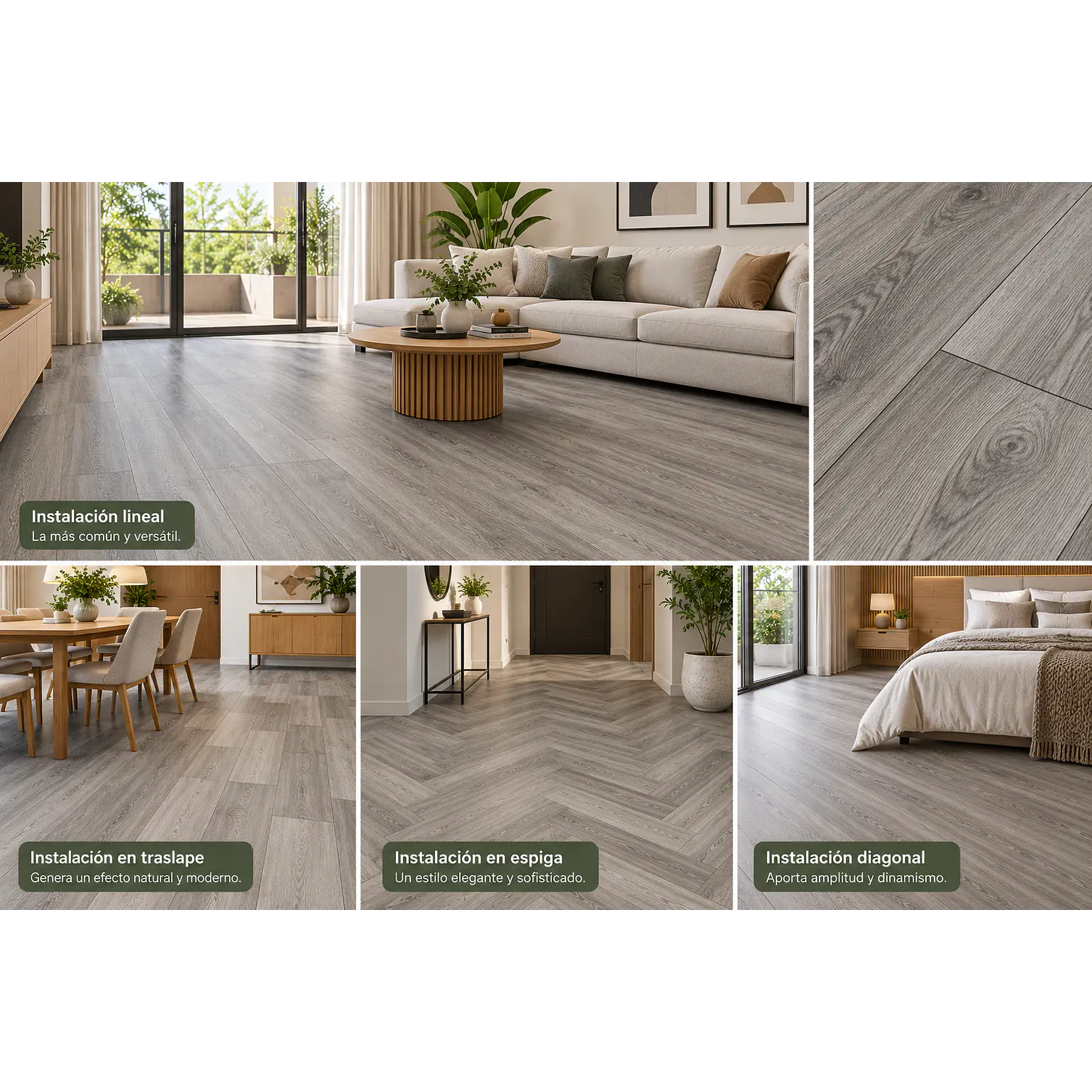 Piso SPC 5 mm Gris Madera con Sistema Click 1